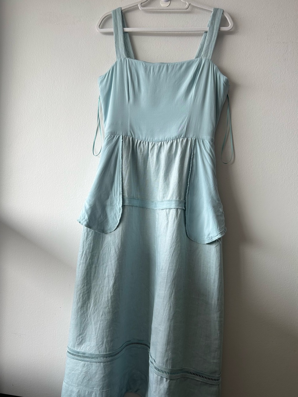Reformation Everett 100% Linen Midi Dress in Aquamarine - Picture 11 of 15